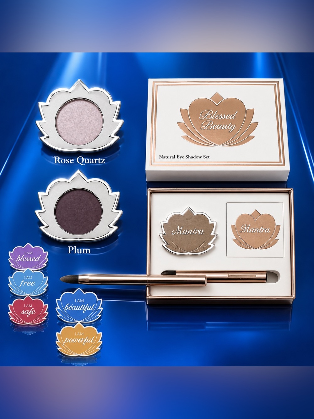 Blessed Beauty Natural Eyeshadow Set Rose Expresso Plum Taupe  0.05 oz